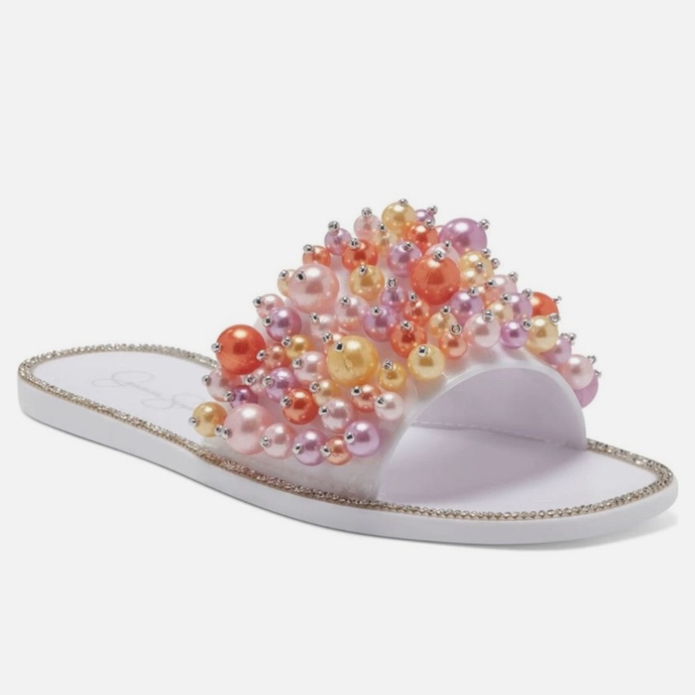 Jessica Simpson White and Orange Beaded Sandals - Picture 2 of 8